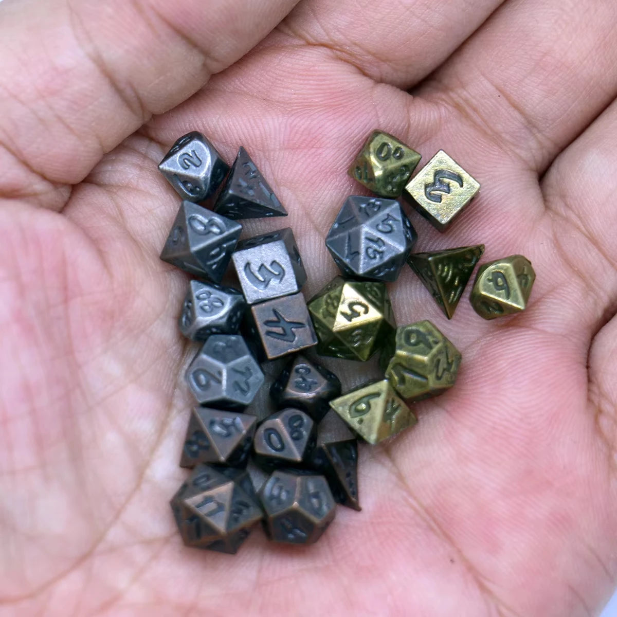 Teeny-Weeny Metal Dice Set – 7-Piece Polyhedral RPG Dice