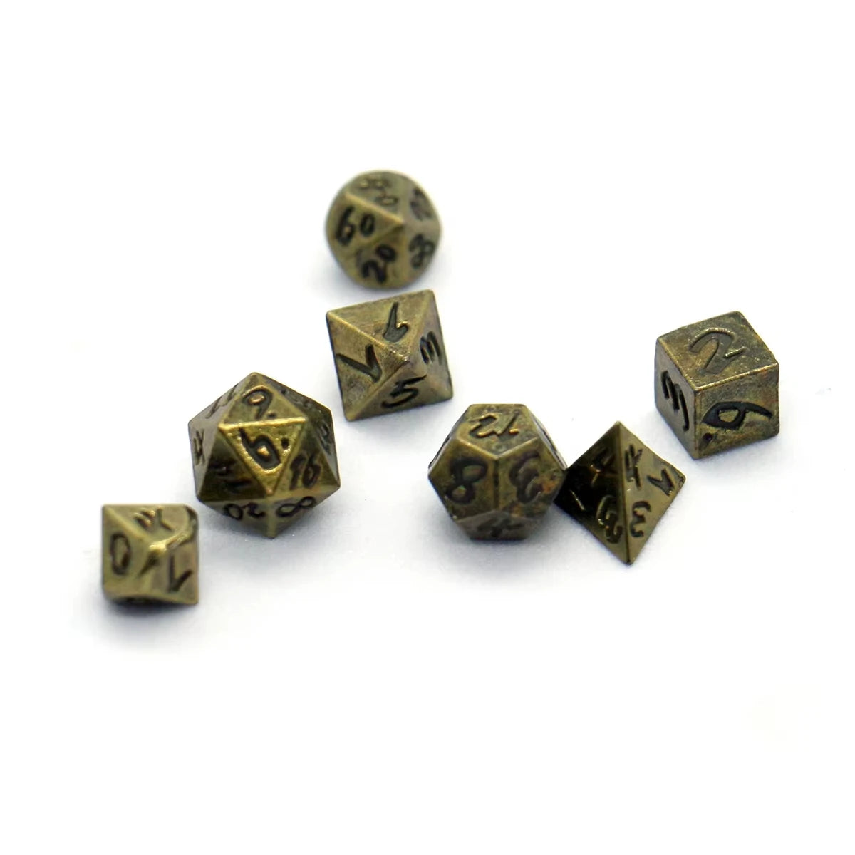 Teeny-Weeny Metal Dice Set – 7-Piece Polyhedral RPG Dice