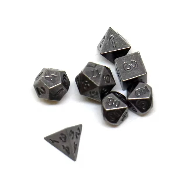 Teeny-Weeny Metal Dice Set – 7-Piece Polyhedral RPG Dice