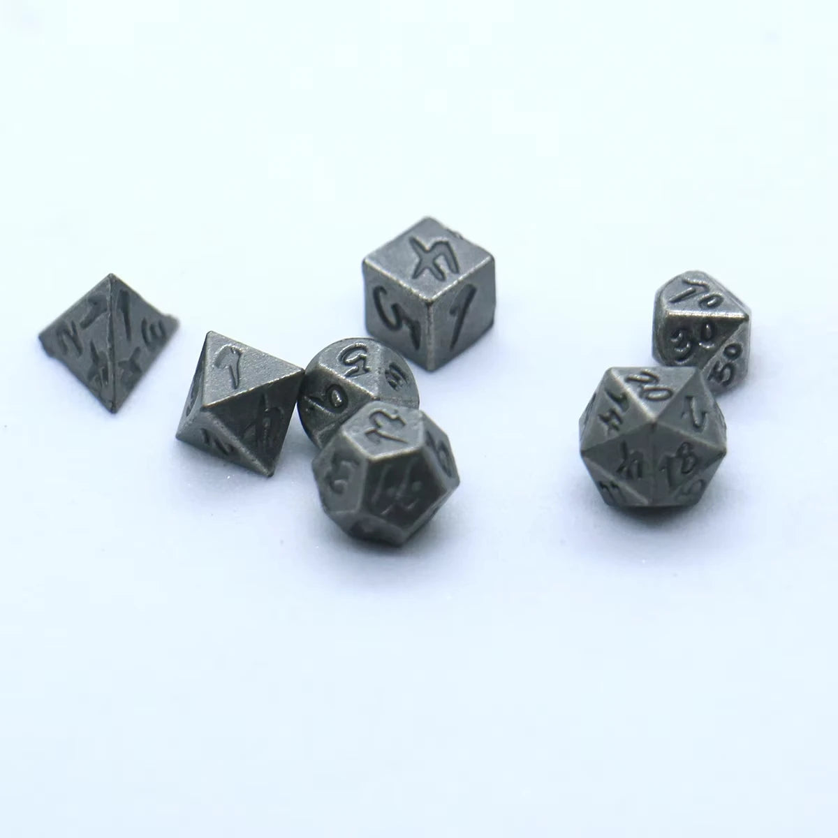 Teeny-Weeny Metal Dice Set – 7-Piece Polyhedral RPG Dice
